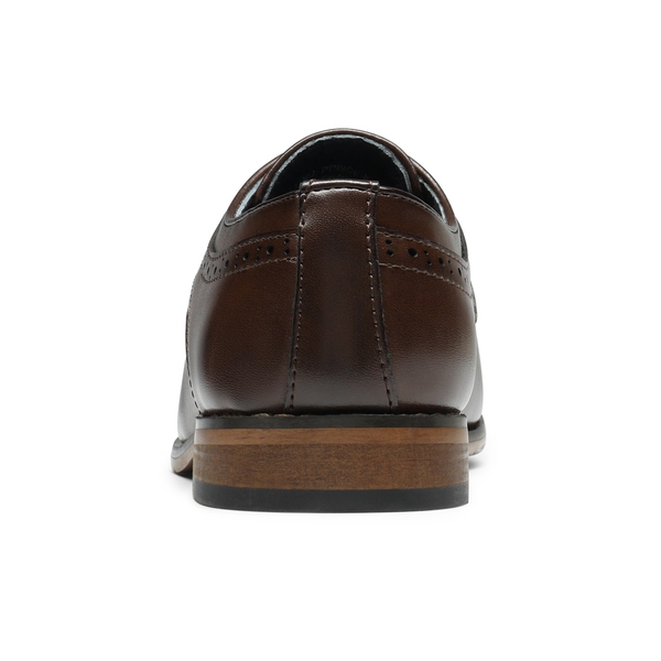 Boys' Non-Slip Cap-Toe Dress Shoes - DARK BROWN - 4